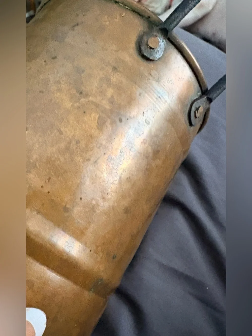Vintage Copper Bucket with rod iron handles - Rustic 9.5